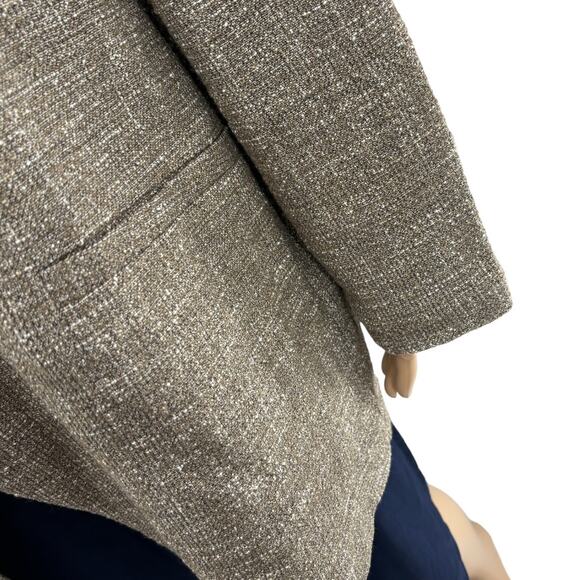 Eileen Fisher Driftwood Cotton Slub Tweed Open Front Blazer Jacket - Picture 8 of 12